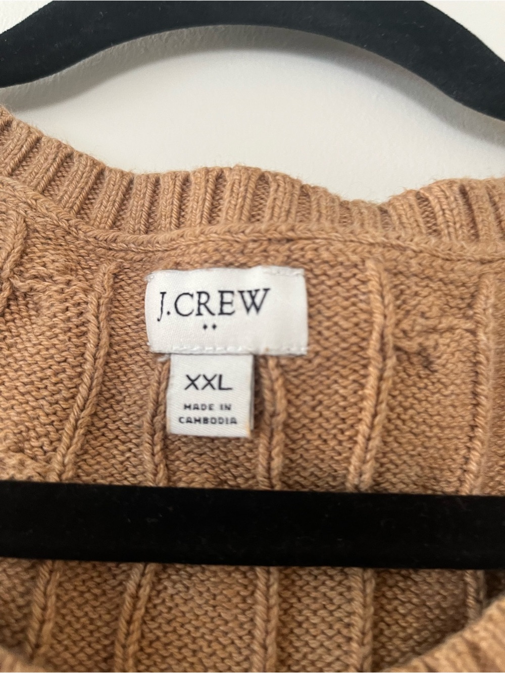 J Crew Mens XXL Brown Cable Knit Sweater Vest 100% Cotton Preppy Equestrian - Picture 2 of 6